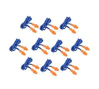 10 tapones de silicona de seguridad suaves para los oídos, protección auditiva con cable, reducción de ruido para el trabajo, el hogar, dormir azul, naranja