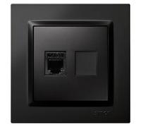 10 Toma de red RJ45 (Negro, Montaje en superficie)