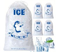 10 Uds. Bolsa de hielo con cordón de 12 pulgadas x 23 pulgadas material anticongelante resistente a -20 grados de baja temperatura, bolsa de hielo con cordón grueso 10 piezas