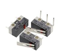 10 Uds interruptor de límite Micro interruptor de botón momentáneo 1A 125V AC interruptor de ratón 3 pines palanca con rodillo de mango largo brazo SPDT 12X6X6MM