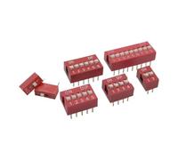 10 Uds interruptor de palanca 1P 2P 3P 4P 5P 6P 7P 8P 9P 10p 12 PIN posición 2,54mm paso DIP rojo y azul SPDT interruptores táctiles momentáneos(Red,10pcs 10PIN)