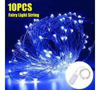 10 Uds. Venta al por mayor 5m ~ 1m guirnaldas de luces LED de alambre de cobre luces de cadena LED fiesta boda decoración navideña interior guirnalda de luces
