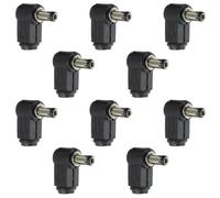 10 Unidades Conector de Alimentación Hembra en Ángulo 90° para Pcb, Negro | Montaje en Panel y Soldadura a Través del Agujero, Patas Sólidas, para Prototipos y Cámaras Cctv