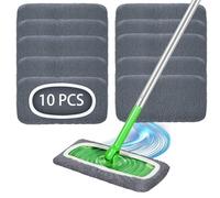 10 unidades de paños de suelo secos para Swiffer Mopa húmeda, lavable, paños húmedos de microfibra para Swiffer mojado/seco, limpieza rápida de manchas de suelo (sin mopa)