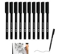 10 unidades Rotuladores Permanentes Negros, Marcador Punta Fina 0,6 mm, Tinta Resistente al Agua y a las Manchas, Secado Rápido, Duraderos y Bajo Olor, Apto para Plástico, Metal, Vidrio, Cartón, Papel