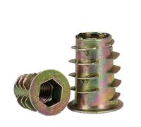 10 unids/lote hilo de aleación Zinc for tuerca inserción madera con brida cabeza hexagonal tuercas for muebles M4 M5 M6 M8 para pernos y tornillos(M6x8mm x10pcs)