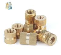 100/50/20/10 piezas m1.4 M2 M2.5 M3 M4 M5 M6 M8 Tuercas de inserción de latón moleteadas para moldeo por inyección length 4mm M2(100pcs)