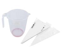 100 bolsas de decoración desechables de 50x28 cm + vaso medidor de 1 litro con vertedor
