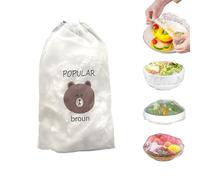 100 bolsas herméticas, tapas de plástico, film transparente con goma elástica, bolsas transparentes desechables para el almacenamiento de alimentos