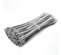 100 bridas de acero inoxidable 304# de 4,6 mm, resistentes, autobloqueantes, bridas de metal multiusos, para escape, bridas largas (25 cm x 100 unidades)