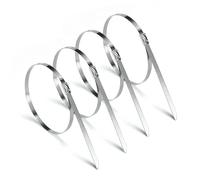100 bridas de acero inoxidable 304# de 4,6 mm, resistentes, autobloqueantes, bridas de metal multiusos, para escape, bridas largas (25 cm x 100 unidades)