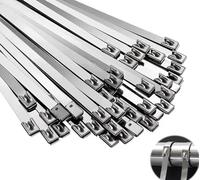 100 Bridas De Acero Inoxidable, Ancho 4,6-19 mm, Longitud 100-1500 mm, Bridas De Acero Inoxidable 304 Resistentes for Atar, Jardinería Y Exteriores.(7.9x600mm)