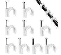100 clips para cables de 7 mm, resistentes y duraderos, color blanco, redondos, para colgar en la pared, para organizar y gestionar el clip