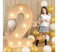 100 cm - 3,3 pies Números LED gigantes iluminados 2, letrero de marquesina de mosaico, lámparas de números LED para San Valentín, cumpleaños, Navidad, Año Nuevo