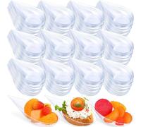 100 cuencos transparentes de plástico para postre (10 x 5 cm) - Platos de porcelana en forma de gota para antipasti, parfaits y degustación, reutilizables, para gastronomía, fiestas y catering