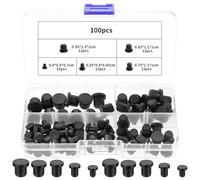 100 Pcs Tapones de Goma de Silicon NegroTapones de Silicona para Agujeros 4-9,5 mm, Redondos Tapones de Goma Silicona, Tapón Suave y Flexible para Botellas Tubos Muebles(5 Tamaños)