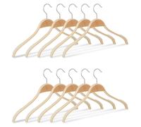 100 perchas de madera, con láminas antideslizantes, aspecto natural, ganchos giratorios de 360°, resistentes, 42 cm, color natural