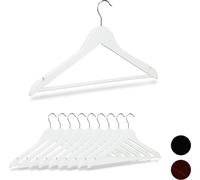 100 perchas de madera, con ranuras, barra para pantalones, perchas para armarios, gancho giratorio de 360°, perchas de madera, 44,5 cm de ancho, color blanco