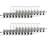 100 perchas metálicas para pantalones, con pinzas ajustables y deslizantes, ideales para faldas, dimensiones 9 x 35,5 x 2,5 cm, color plateado/