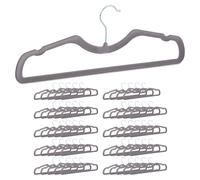 100 perchas para ropa con revestimiento de vellón, cubierta de terciopelo antideslizante, diseño que ahorra espacio, con barra y ranuras, perchas de terciopelo, anchura de 42 cm, color gris