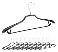 Relaxdays Pack de 100 Perchas Ropa Antideslizantes para Trajes con Barra, Metal y PVC, Negro, 45 cm