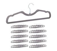 100 Perchas Terciopelo, Antideslizantes, Ahorra Espacio, con Barra y Muescas, Hierro, 42 cm Ancho, Gris