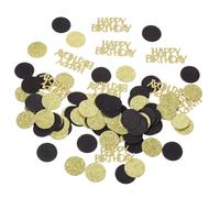 100 piezas de confeti de feliz cumpleaños con puntos circulares para decoración de fiesta de cumpleaños para globos de mesa (negro + dorado)