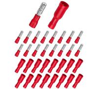 100 piezas de terminales de cable de 0,5-1,5 mm², Bolatus conector redondo rojo y manguito redondo rojo, conector de crimpado, conectores aislados para coche