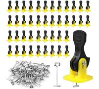 100 Piezas Niveladores de Azulejos Kit,2mm Cuñas Niveladoras Suelo | Tile Leveling System, Separadores de Nivelador de Azulejos, con 100 Piezas Agujas de Acero de Repuesto, para Suelos y Paredes