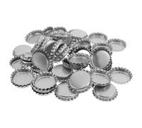 100 Piezas Tapas de Botellas Planas Plateadas de 1 Pulgada | Acero, Superficie Lisa sin Letras, Orificio, para Llaveros y Cabujones de Resina