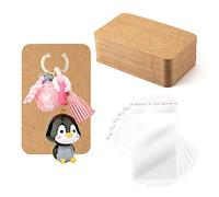 100 Piezas Tarjetas de Exhibición Llaveros con 100 Piezas Bolsas Autosellantes Color Kraft Soporte Tarjetas de Exhibición de Joyería Pendientes para Embalaje Venta (7,5x12cm)
