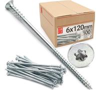 100 tornillos espaciadores, 6 x 120 mm, tornillos espaciadores, galvanizados