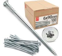 100 tornillos espaciadores, 6 x 90 mm, tornillos espaciadores, galvanizados