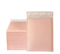 100 Uds. Bolsas de envío, paquetes, suministros embalaje, bolsa, sobres publicitarios burbujas for pequeñas empresas, correo para Cosméticos(Light pink,15 * 18cm)
