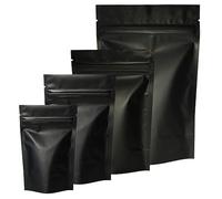 100 Uds. Bolsas de paquete con cierre hermético con sellado térmico, papel de aluminio Mylar, muesca de lágrima, bolsa de pie negra mate, venta al por mayor, tamaño negro 160x220mm