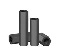 100 Uds M2M2.5 Nylon Doble Paso Hexagonal Separador Plástico Negro Espaciado Tornillos Placa Base Fija(6mm,M2-(100pcs))