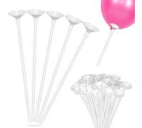 100 Unidades De Globos Reutilizables De Plástico, Reutilizables, Barras De Globos Para Globos, Para Decoración, Cumpleaños, Fiestas, Bodas, Celebraciones, Accesorios (100 Uno, Blanco)