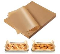 100 unidades de papel de horno sin peas, 25 x 35 cm, antiadherente, resistente a altas temperaturas, sin blanquear, para freidoras de aire caliente, hornos, microondas, para hornear, cocinar a la