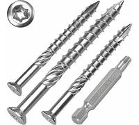 100 unidades T-INOX 5 x 60 Tornillos para terraza C1 de acero inoxidable endurecido Torx, incluye broca Wera TX 25 de acero inoxidable, tornillos para terraza AISI 410 martensíticos