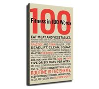 100 Words of Fitness Inspiration Canvas Print Motivational Gym Poster for Weight Room and Home Office Decor(Unframed,08x12inch(20x30cm))