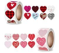 1000 pegatinas con forma de corazón, autoadhesivas, de recompensa, para el día de San Valentín, para sobres, bodas, álbumes de recortes y envoltorios de regalo (2 rollos, 2,5 cm)