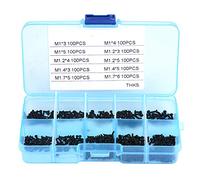 1000 unids Pequeños Tornillos Negros Cabeza Cruzada Tornillos autorroscantes Surtido Kit M1 M1.2 M1.4 M1.7 con una caja de almacenamiento de plástico