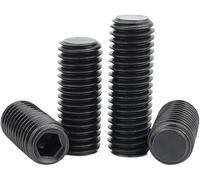 100PCS M4 Grado negro 12.9 Acero Hexágono Juego de punta plana Tornillo Extremo Grub Perno sin cabeza(M4*10)