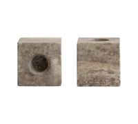 101 Copenhagen Portavelas Cube. 2-pack Silver Travertine