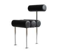 101 Copenhagen Silla de comedor Hiro Acero inoxidable-cuero anilina negro
