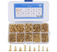 1080 Piezas Tornillos Autorroscantes Pequeños, Tornillos para Madera M2/M2.5/M3, Tornillos Autorroscantes de Cabeza Plana 6mm/8mm/10mm para Equipos de Oficina, Muebles de Madera (Oro)