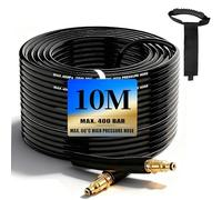 10M Manguera de Alta Presión Compatible con Modelos Kärcher K2/K3/K4/K5/K7. 400 Bar (5800 PSI), con conector rápido clic. Incluye cinturón de almacenamiento, ideal para coches, jardín y fachadas