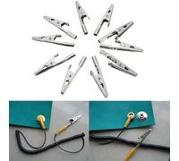 10pcs Acero Inoxidable Cocodrilo Clips Tornillo Sonda Cables de Prueba para Pinzas de Cocodrilo para Pruebas Eléctricas 51mm Plata