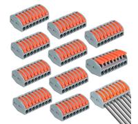 10PCS Connecteurs Électriques à Levier, 8 Ports, Connecteurs Compacts à Ressort pour Câblage Électrique Domestique et Bâtiment