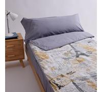 10XDIEZ Funda Saco Ajustable nórdico ópera (Gris - Cama de 105cm)